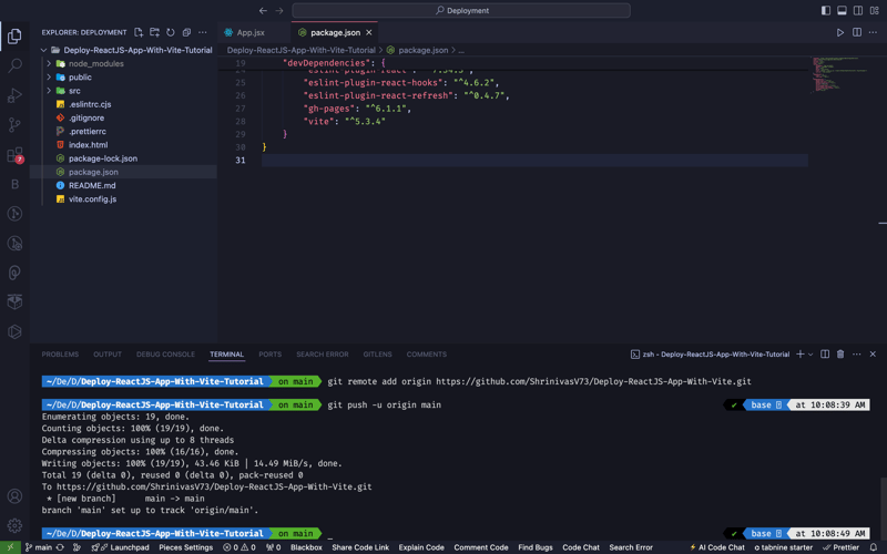 How to deploy ReactJS Apps (built using Vite) on GitHub Pages?