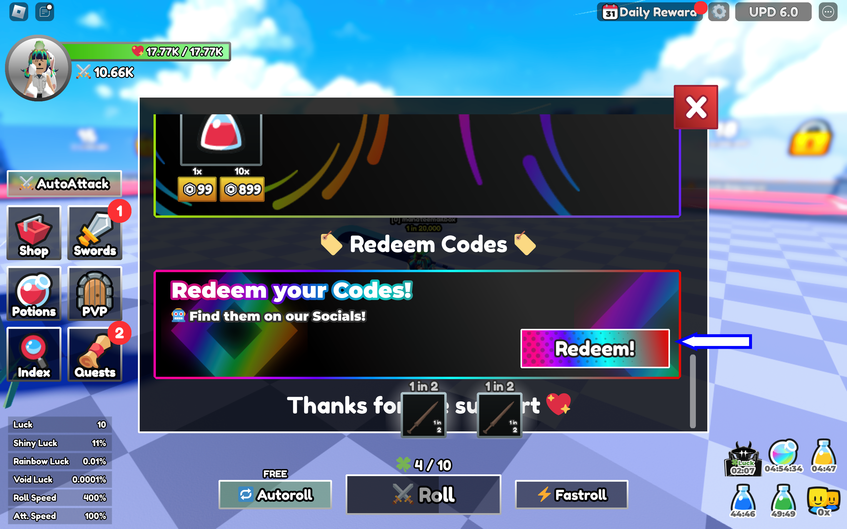 Dungeon RNG codes for September 2024
