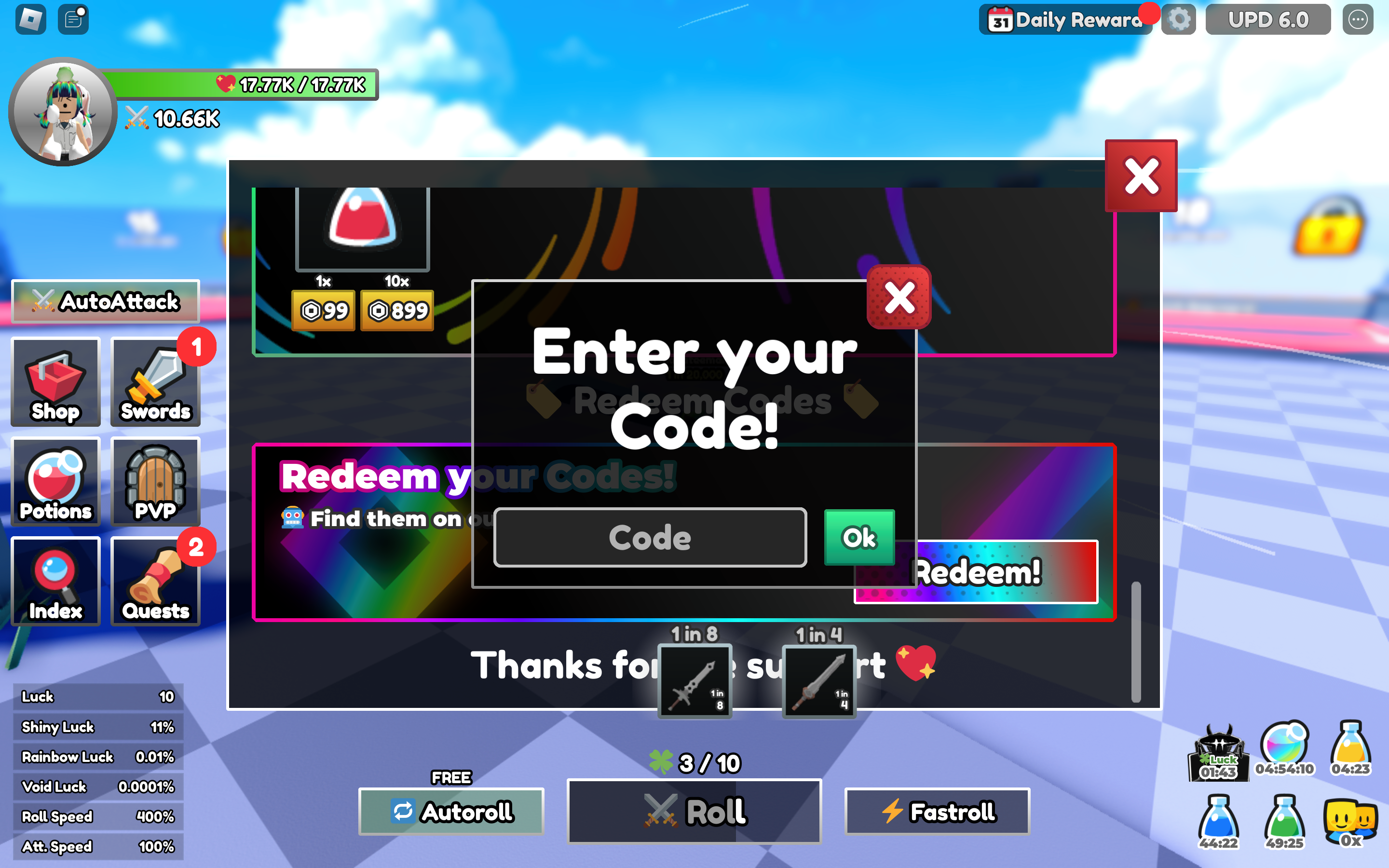 Dungeon RNG codes for September 2024