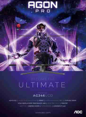 AGON PRO AG346UCD: AOC prepares to bring new curved OLED gaming monitor to global audiences with built-in speakers and USB hub