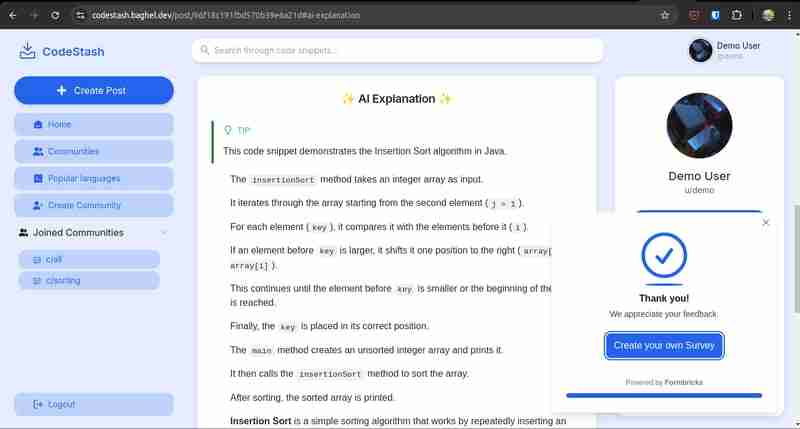 Surveying AI Satisfaction with Formbricks in CodeStash