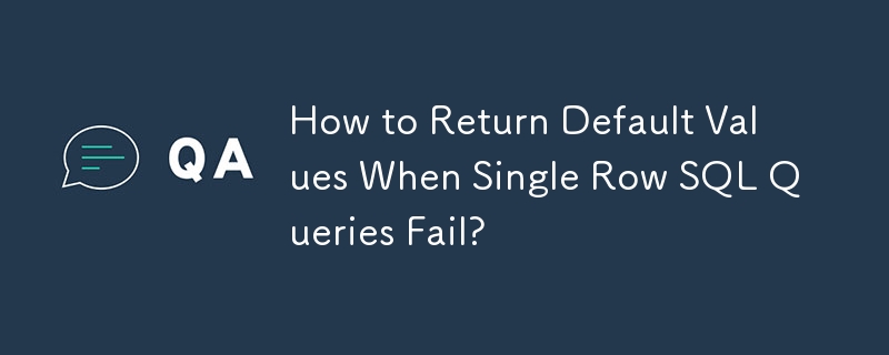How to Return Default Values When Single Row SQL Queries Fail? 
