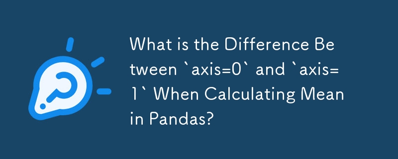 What is the Difference Between `axis=0` and `axis=1` When Calculating Mean in Pandas? 
