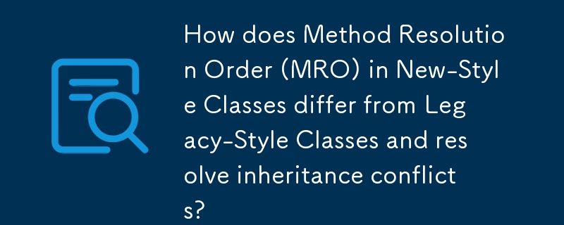 How does Method Resolution Order (MRO) in New-Style Classes differ from Legacy-Style Classes and resolve inheritance conflicts? 
