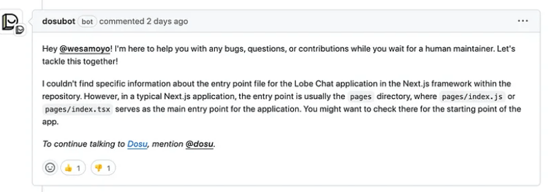 Dosu bot usage in Lobechat