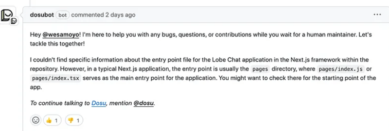 Dosu bot usage in Lobechat