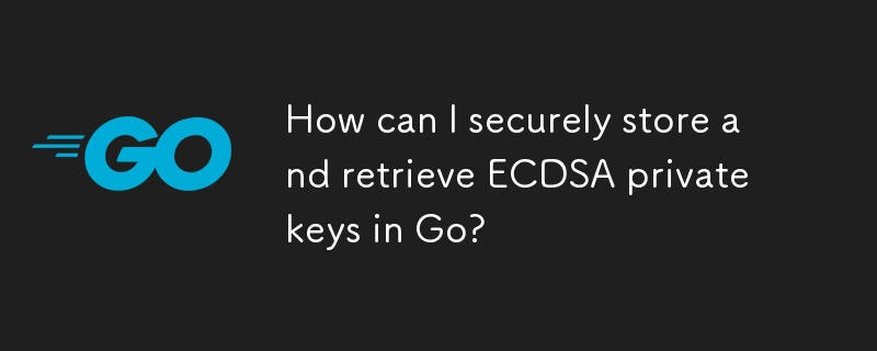 How can I securely store and retrieve ECDSA private keys in Go? 
