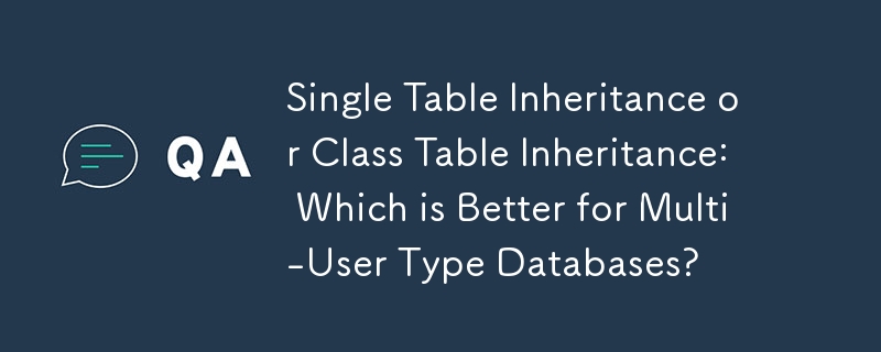 Single Table Inheritance or Class Table Inheritance: Which is Better for Multi-User Type Databases? 

