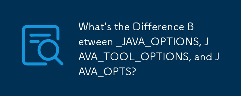 What's the Difference Between _JAVA_OPTIONS, JAVA_TOOL_OPTIONS, and JAVA_OPTS? 
