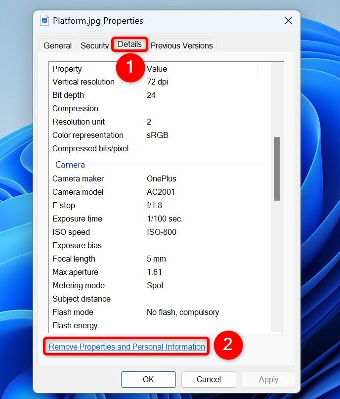 Método de privacidade do Windows 11 Image Exif Protection